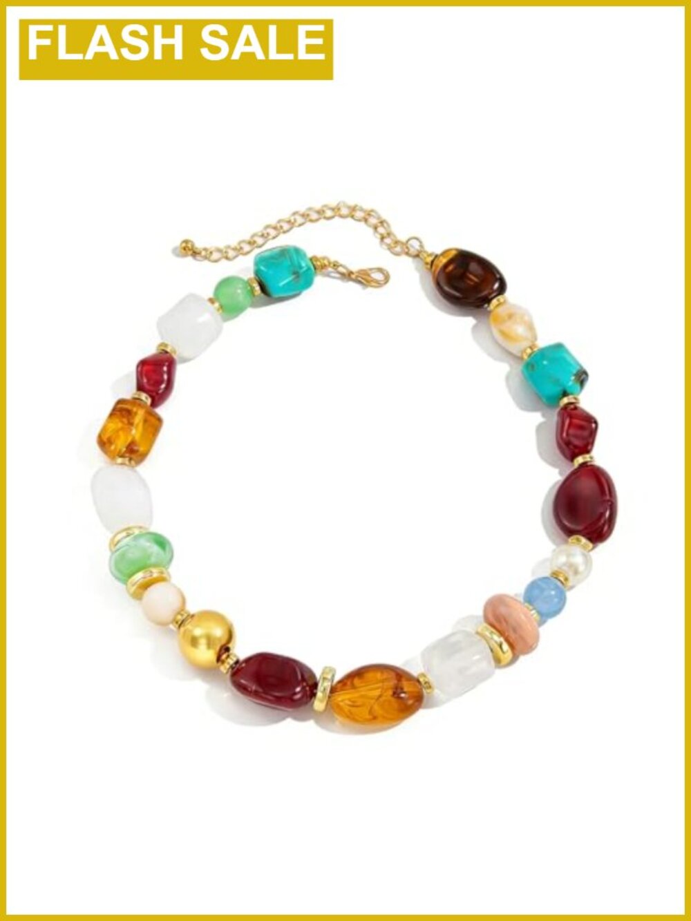Chunky Irregular Resin Statement Necklace Boho Adjustable Choker